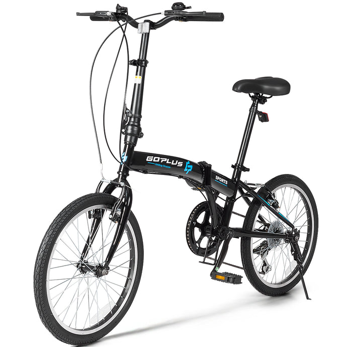 7-Speed Folding Bicycle Bike for Adult Lightweight Iron Frame Dual V-Brakes
